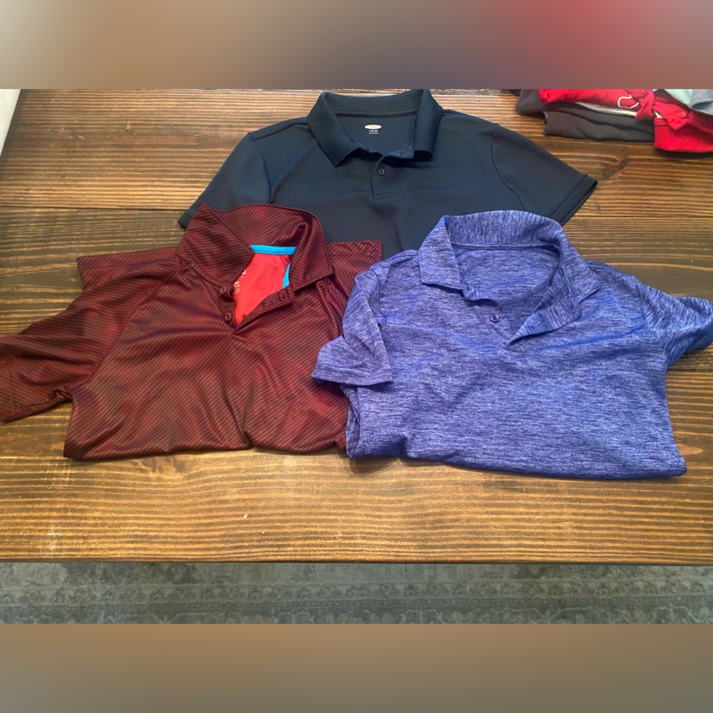 Lot of 3 dry fit polo golf shirts. Youth boy 10/12
